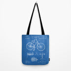 Bicycle Patent - Cyclling Art - Blueprint Tote Bag Gallery Image 2