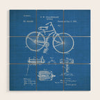 Bicycle Patent - Cyclling Art - Blueprint Wood Wall Art Gallery Image 1