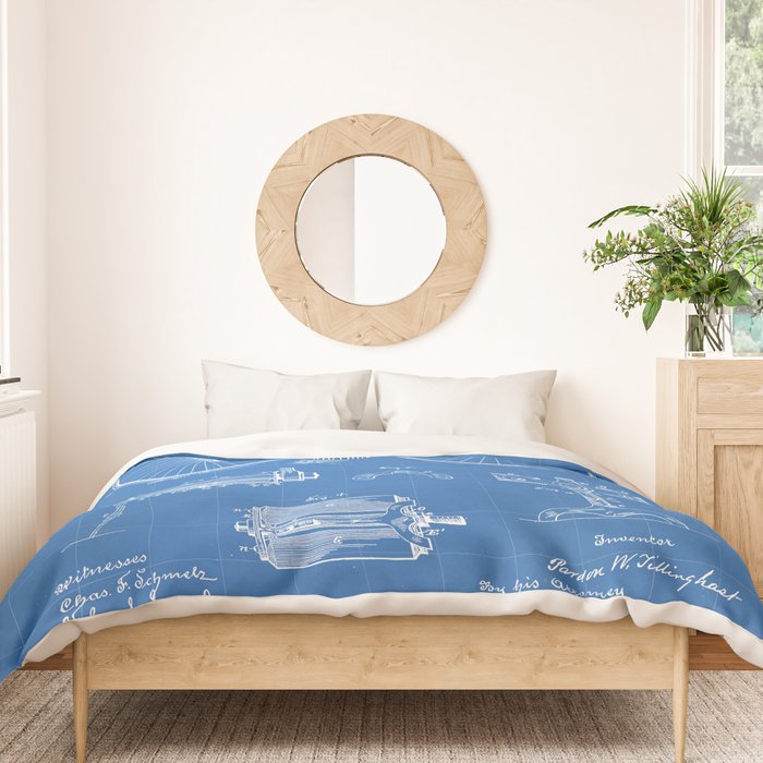 Bicycle Patent - Cyclling Art - Blueprint Duvet Cover Gallery Image 3