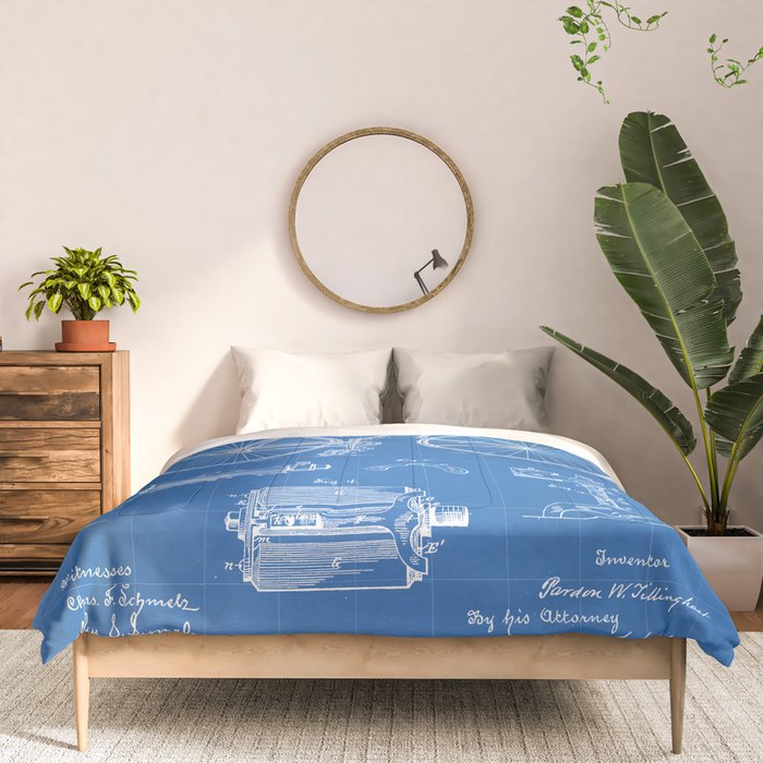 Bicycle Patent - Cyclling Art - Blueprint Comforter Gallery Image 3