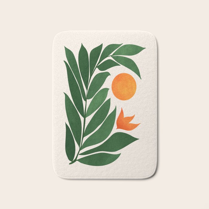 Tropical Forest Sunset / Mid Century Abstract Shapes Bath Mat Gallery Image 1