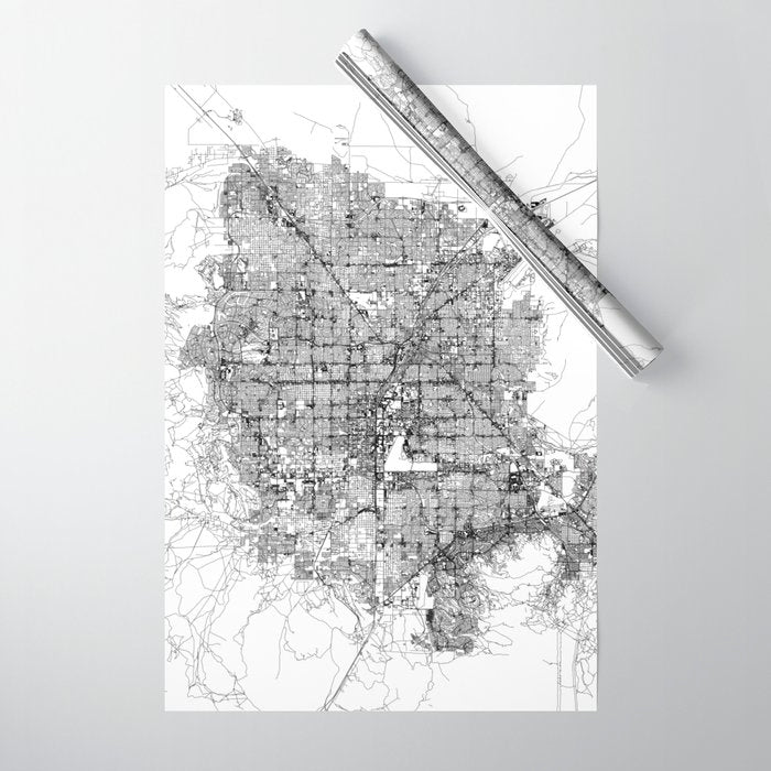 Las Vegas White Map Wrapping Paper Gallery Image 1