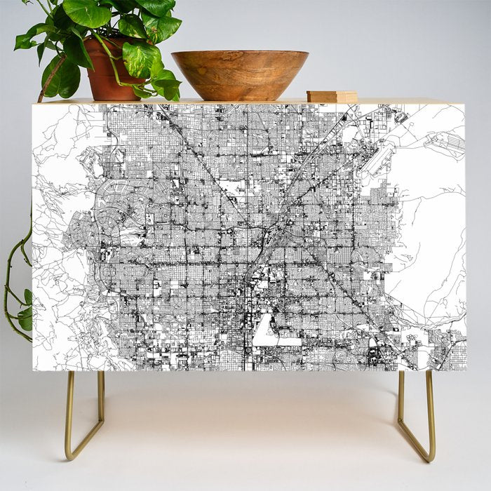 Las Vegas White Map Credenza Gallery Image 1