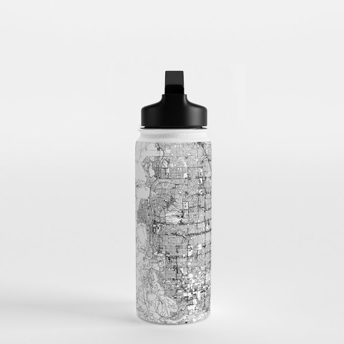Las Vegas White Map Water Bottle Gallery Image 3