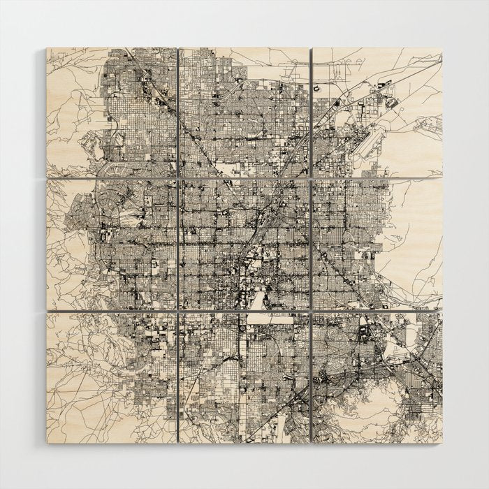Las Vegas White Map Wood Wall Art Gallery Image 1