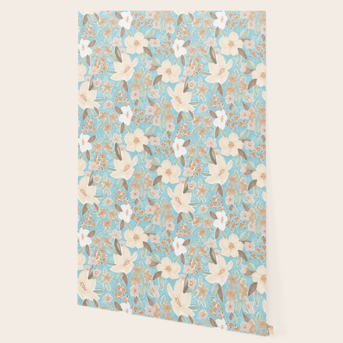 Ditsy Marker Florals - Turquoise Wallpaper Gallery Image 2