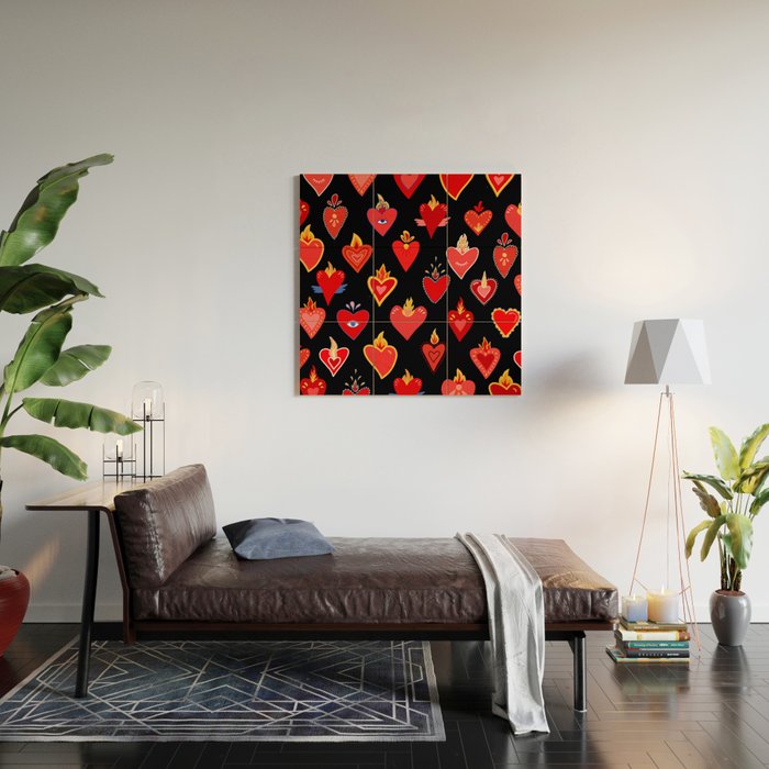 Mexican flaming heart Wood Wall Art Gallery Image 2