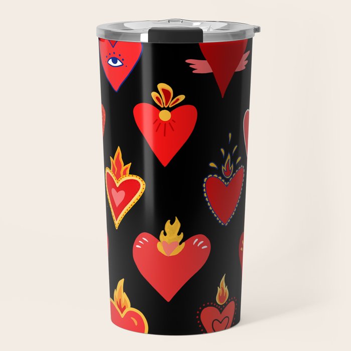 Mexican flaming heart Travel Mug Gallery Image 1