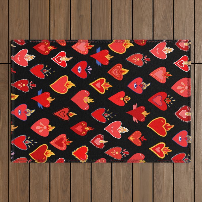 Mexican flaming heart Outdoor Rug Gallery Image 1