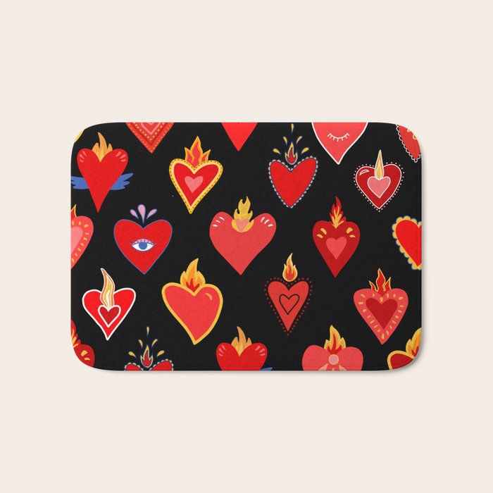 Mexican flaming heart Bath Mat Gallery Image 1