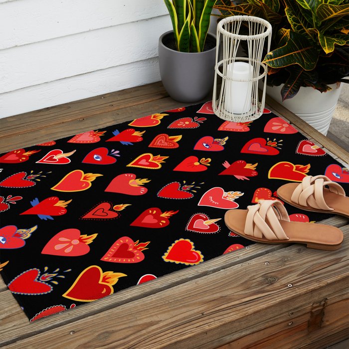 Mexican flaming heart Outdoor Rug Gallery Image 2