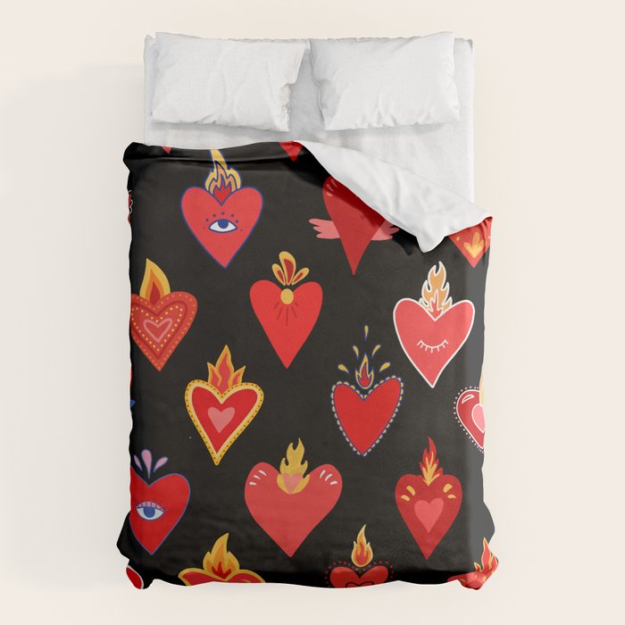 Mexican flaming heart Duvet Cover Gallery Image 1