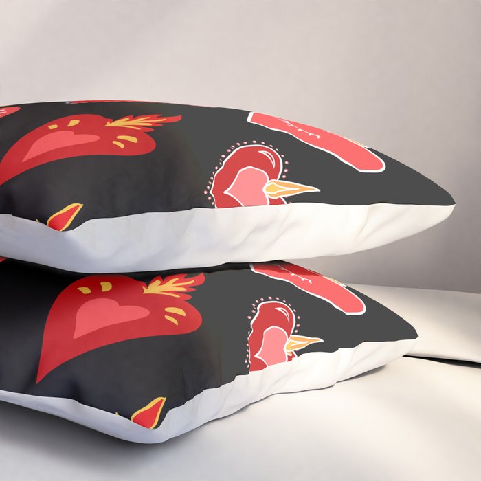 Mexican flaming heart Pillow Sham Gallery Image 3