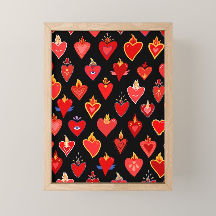Mexican flaming heart Mini Art Print Gallery Image 1