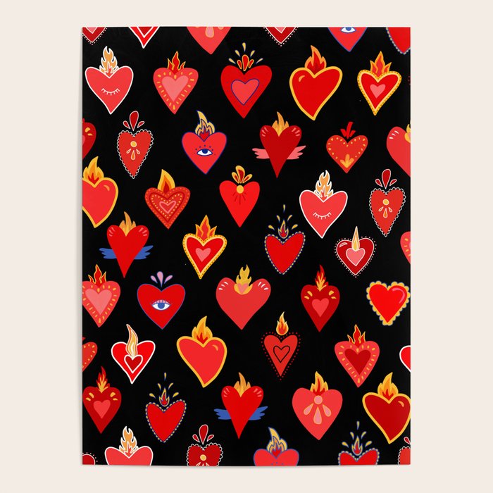 Mexican flaming heart Poster Gallery Image 1