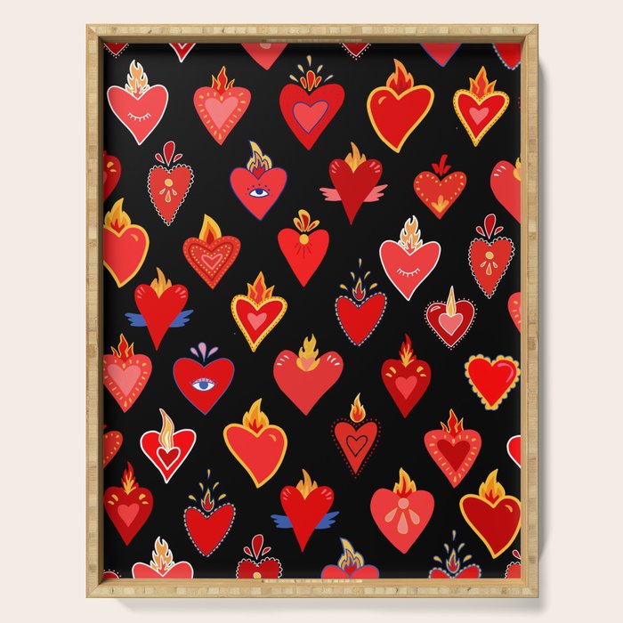 Mexican flaming heart Serving Tray