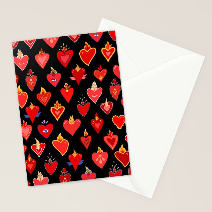 Mexican flaming heart Stationery Card Gallery Image 2