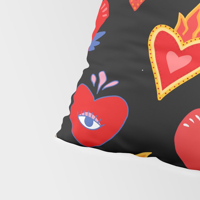 Mexican flaming heart Pillow Sham Gallery Image 4
