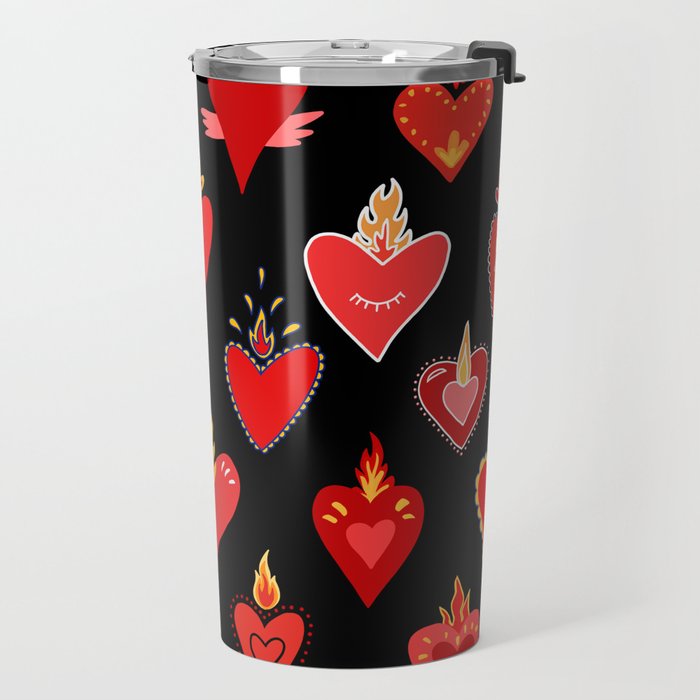 Mexican flaming heart Travel Mug Gallery Image 2