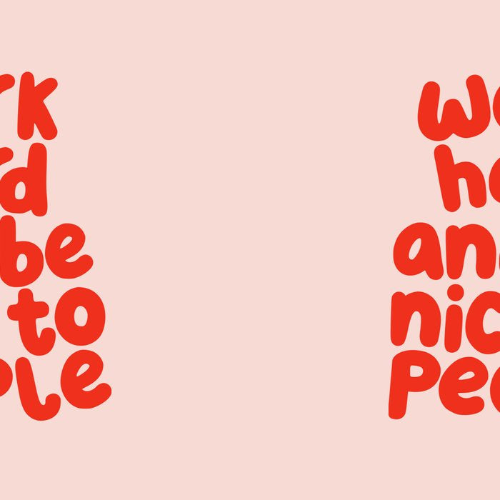 Work Hard and Be Nice to People in pink and red Coffee Mug Gallery Image 2