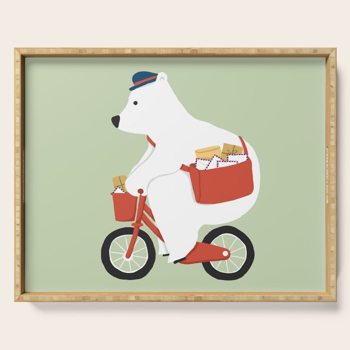Polar bear postal express Serving Tray Gallery Image 1