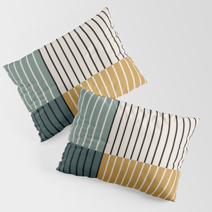 Color Block Line Abstract VIII Pillow Sham Gallery Image 1