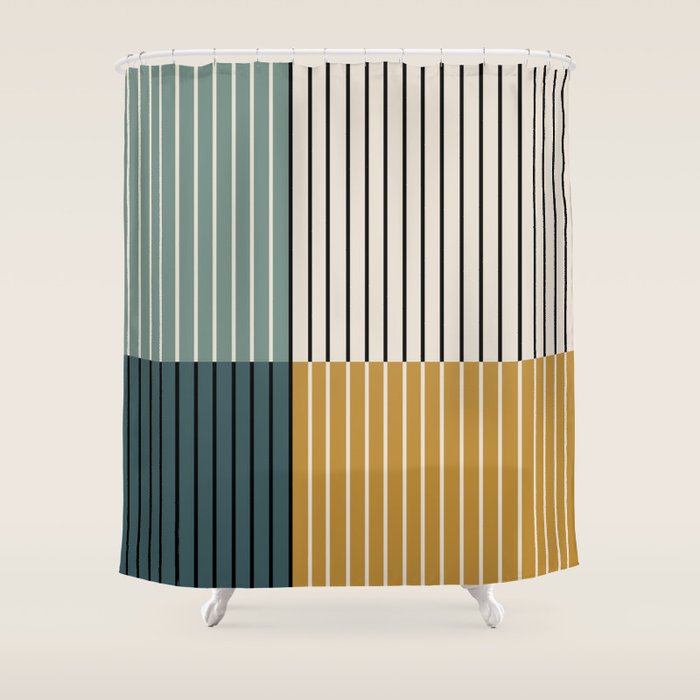 Color Block Line Abstract VIII Shower Curtain Gallery Image 1