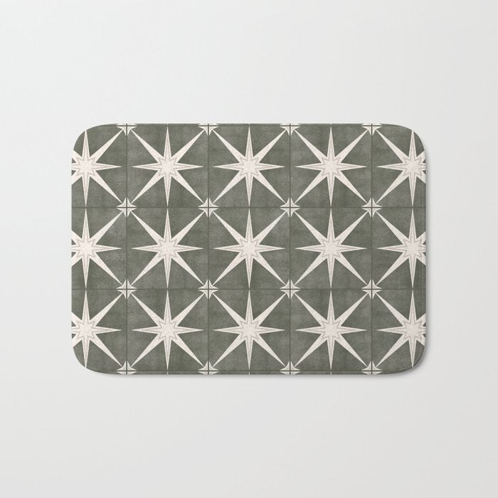 arlo star tile - olive Bath Mat Gallery Image 1