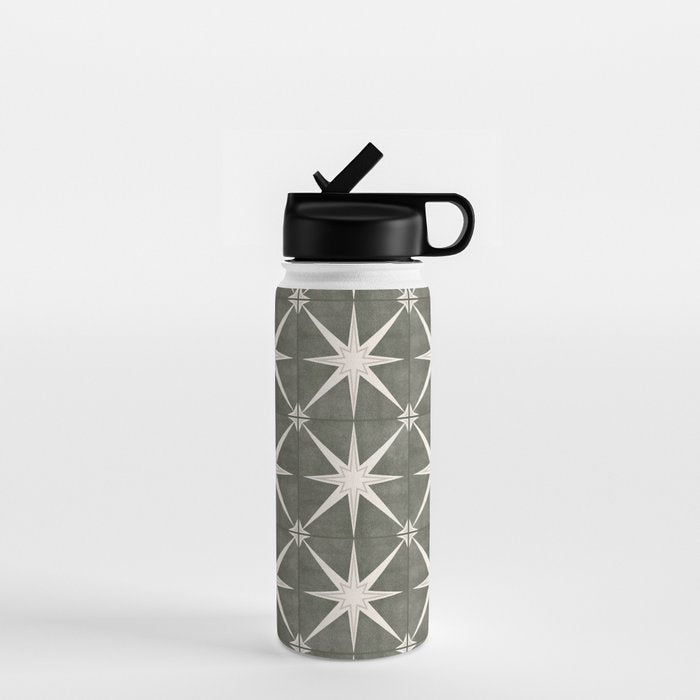 arlo star tile - olive Water Bottle Gallery Image 1