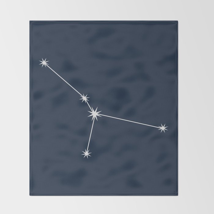 Cancer Zodiac Star Constellation Line Art Dark Blue Throw Blanket Gallery Image 2