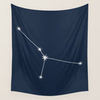 Cancer Zodiac Star Constellation Line Art Dark Blue Wall Tapestry Gallery Image 4