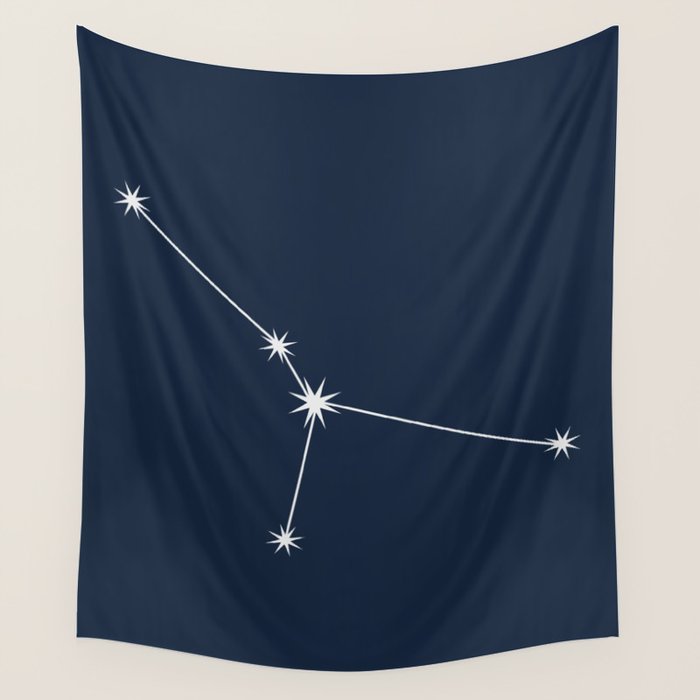 Cancer Zodiac Star Constellation Line Art Dark Blue Wall Tapestry Gallery Image 4