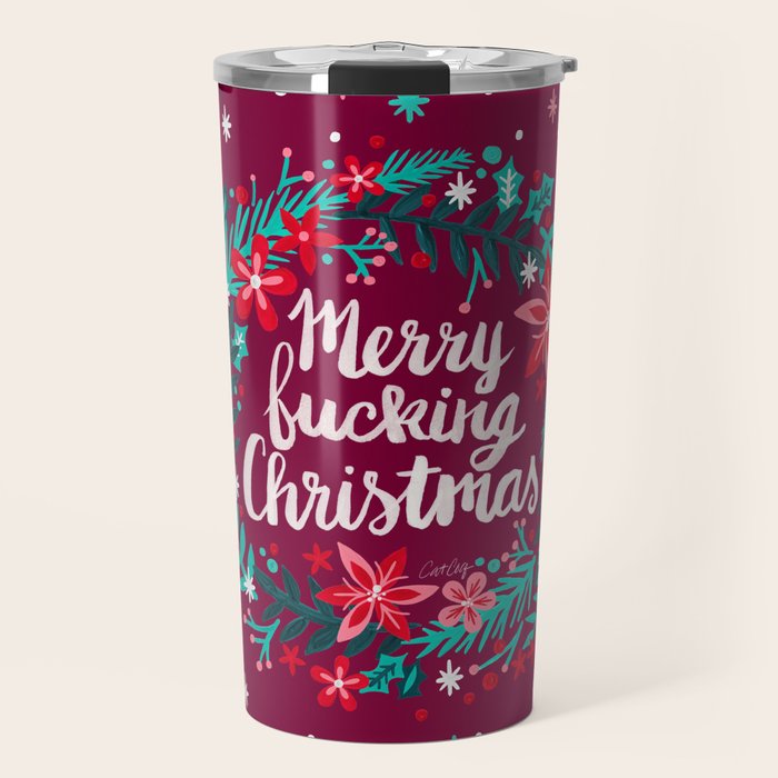 Merry F*cking Christmas - Maroon Travel Mug Gallery Image 1