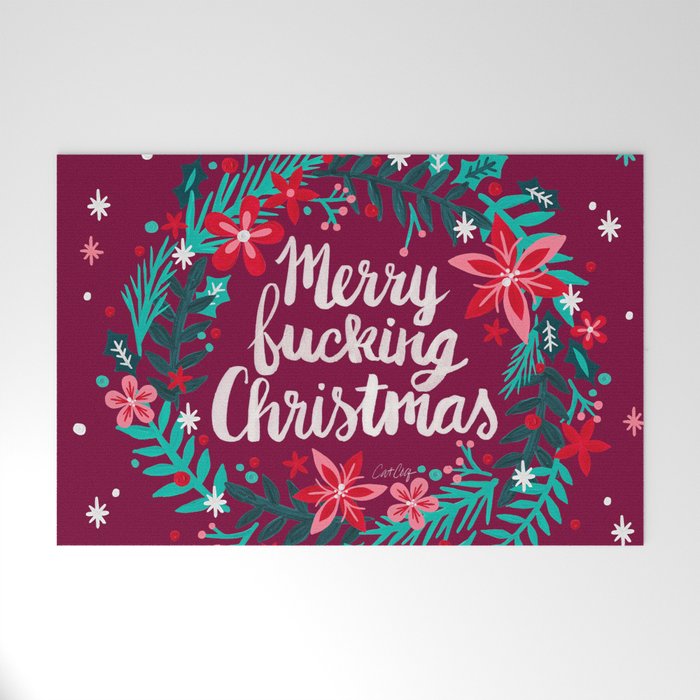 Merry F*cking Christmas - Maroon Welcome Mat Gallery Image 1