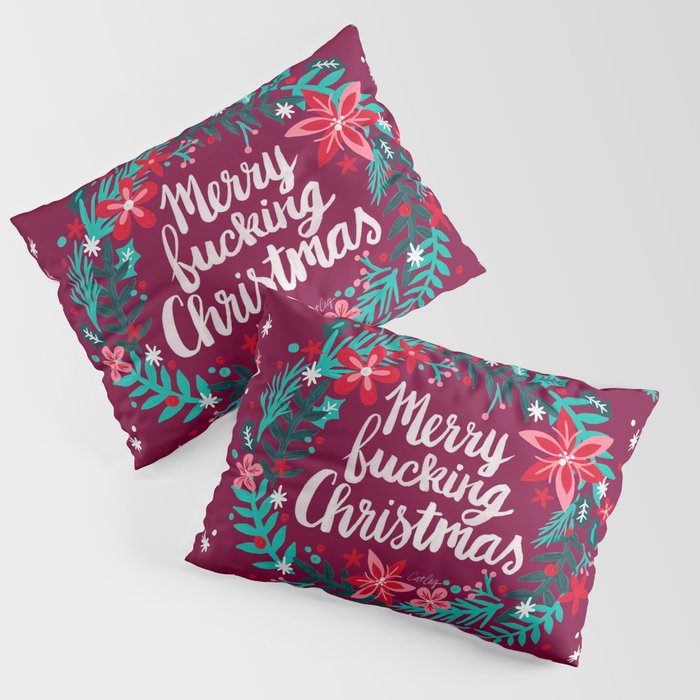 Merry F*cking Christmas - Maroon Pillow Sham Gallery Image 3