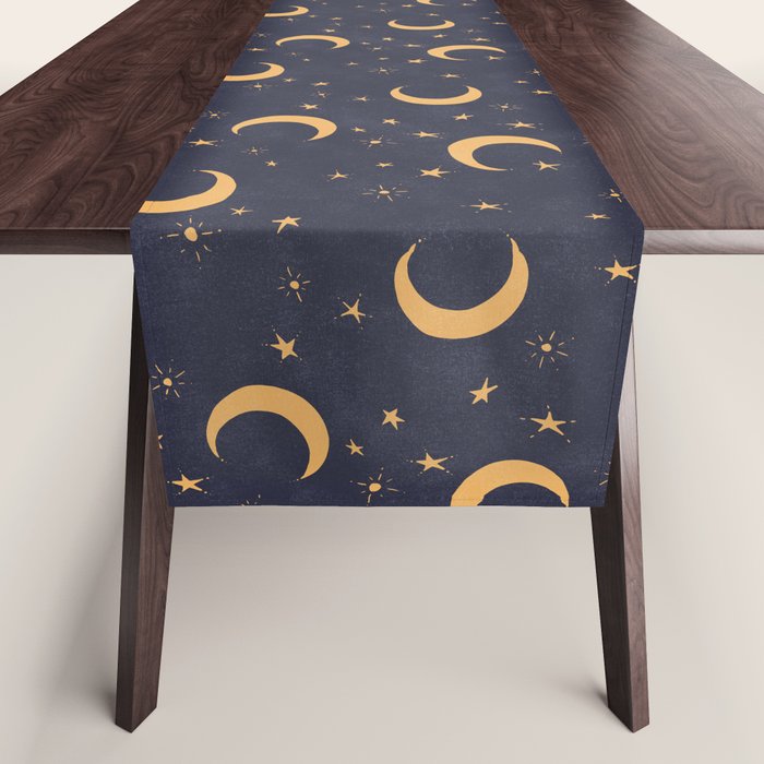 Goodnight Sky - Midnight and gold Table Runner Gallery Image 1