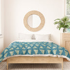 Holiday christmas tree over blue peacock pattern Duvet Cover Gallery Image 3