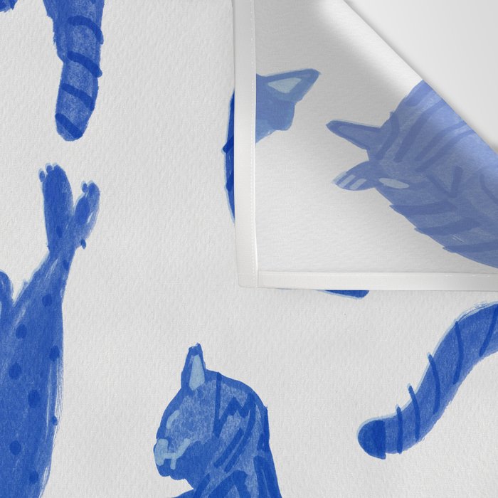 Sleepy Cozy Kitty Cats in Royal Blue & White Wall Tapestry Gallery Image 3