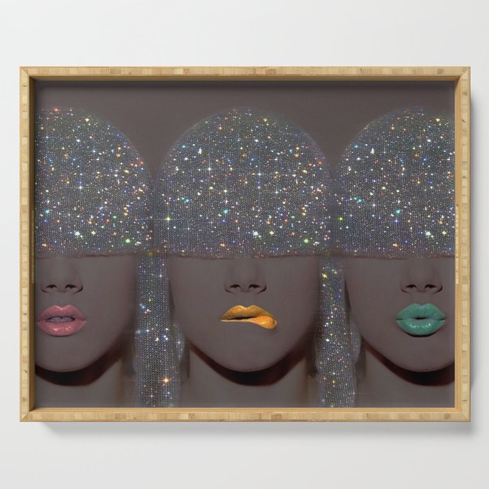 Magic people vol.3 | disco |  70s | 80s | hair | style | vintage | retro | collage | glitter | vibe Serving Tray Gallery Image 1