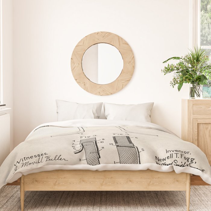 Ice Hockey Stick Patent - Ice Hockey Art - Antique Duvet Cover Gallery Image 3