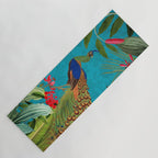 Vintage Tropical Peacock Bird Rainforest Jungle  Yoga Mat Gallery Image 1