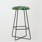 Vintage Tropical Peacock Bird Rainforest Jungle  Stool Gallery Image 1