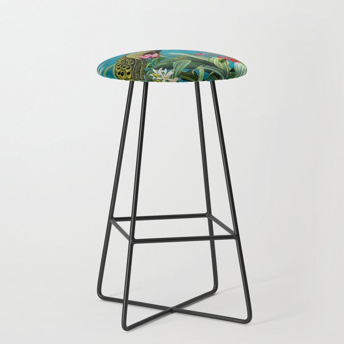Vintage Tropical Peacock Bird Rainforest Jungle  Stool Gallery Image 1