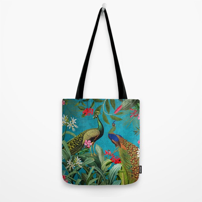 Vintage Tropical Peacock Bird Rainforest Jungle  Tote Bag Gallery Image 2