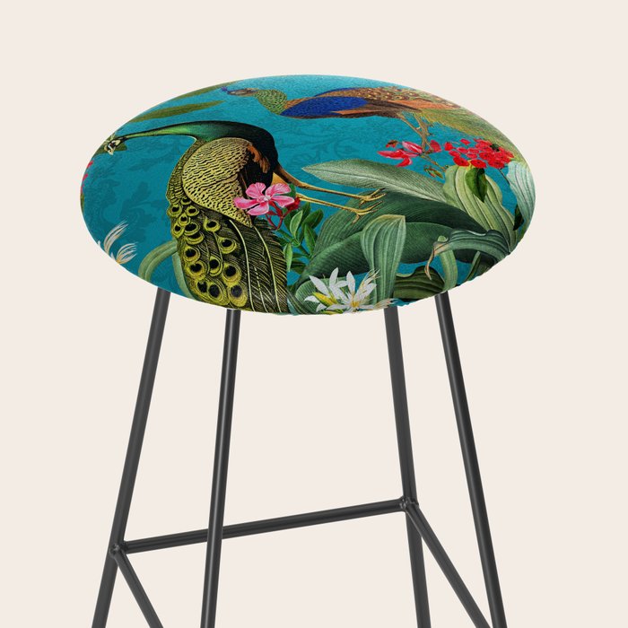Vintage Tropical Peacock Bird Rainforest Jungle  Stool Gallery Image 2