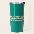 Fish Stripe III - Midcentury Modern Minimalist Beige and Teal Travel Mug Gallery Image 2