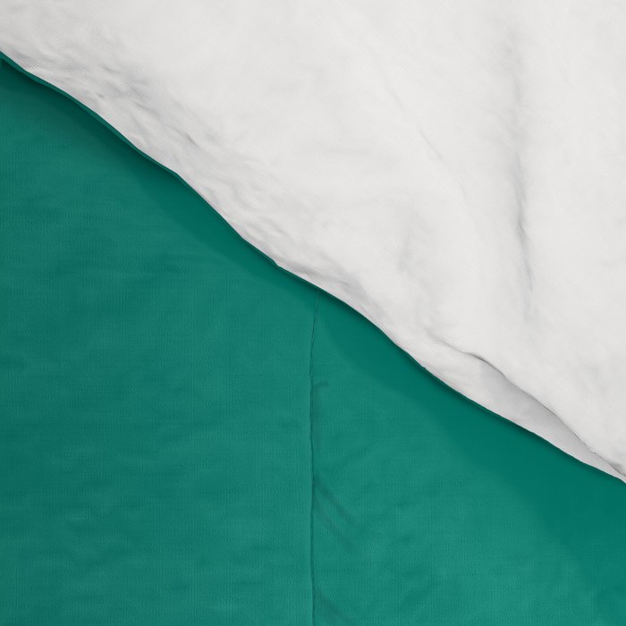 Fish Stripe III - Midcentury Modern Minimalist Beige and Teal Comforter Gallery Image 4