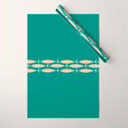 Fish Stripe III - Midcentury Modern Minimalist Beige and Teal Wrapping Paper Gallery Image 1