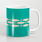 Fish Stripe III - Midcentury Modern Minimalist Beige and Teal Coffee Mug Gallery Image 1