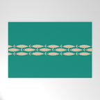 Fish Stripe III - Midcentury Modern Minimalist Beige and Teal Welcome Mat Gallery Image 1